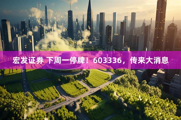 宏发证券 下周一停牌！603336，传来大消息